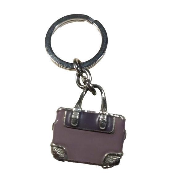 Coach Purple Metal purse Keychain Silver Tone Solid Metal - Picture 2 of 5